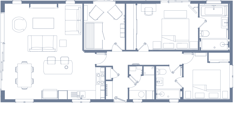 Interior floor plan of The Peregrine luxury lodge