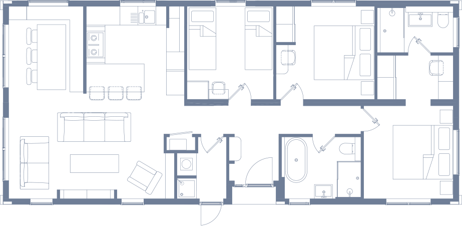 Interior floor plan of The Sandpiper luxury lodge