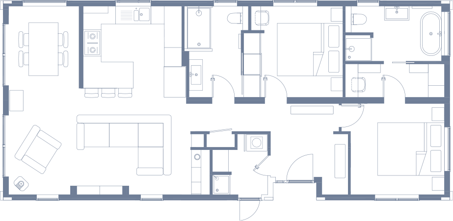 Interior floor plan of The Shearwater luxury lodge